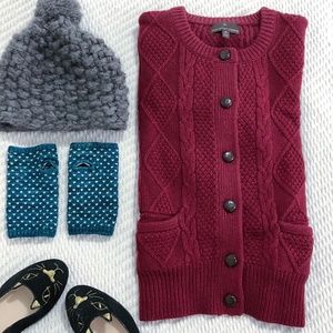Cranberry/Maroon Cable Knit Cardigan S/M